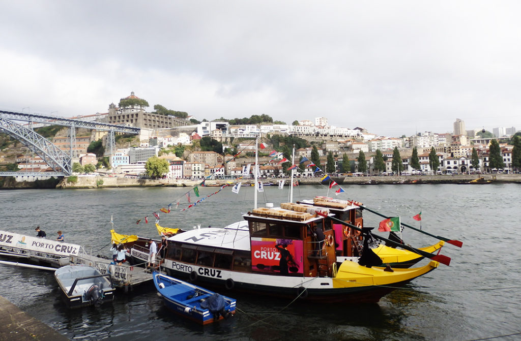 Boats docked at the Ribeira of Porto