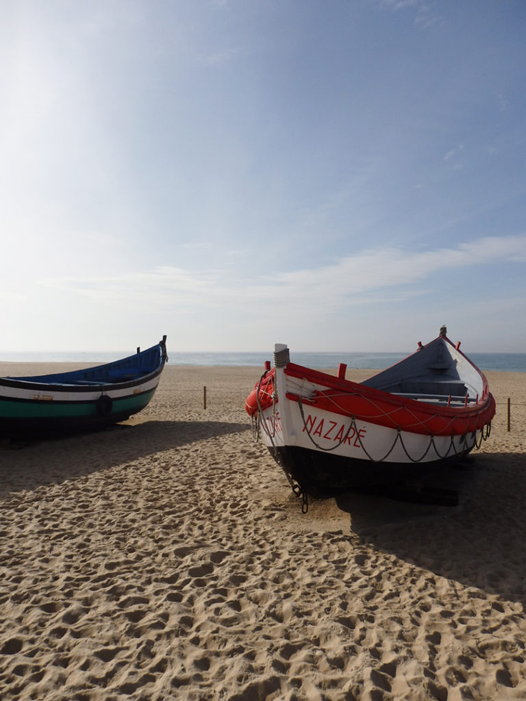 West Portugal Road Trip: Boat resting at the Nazaré beach