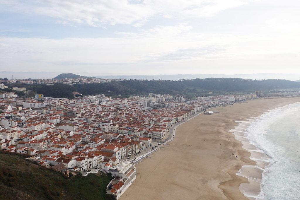 View of the beach from the Suberco Viewpoint in Nazaré