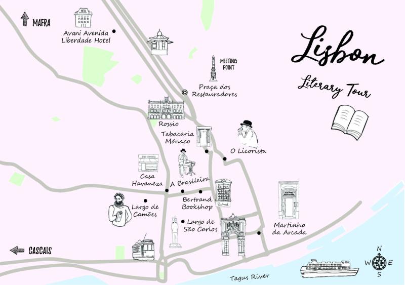 Travel Illustration: Lisbon Literary Map designed by Joana Taborda