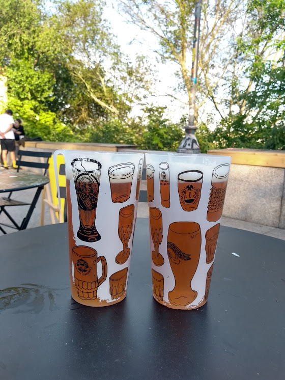 Drinking craft beer at the Letná Park.